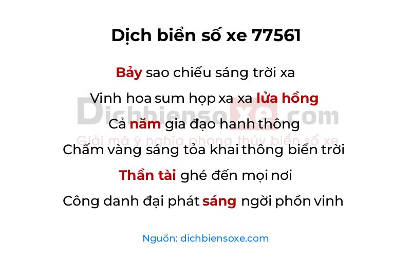 Dịch thơ biển số 77561