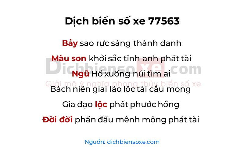 Dịch thơ biển số 77563