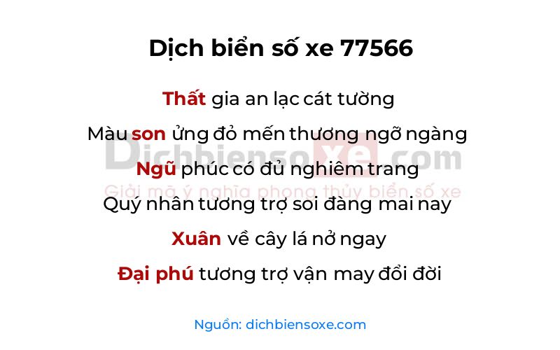 Dịch thơ biển số 77566