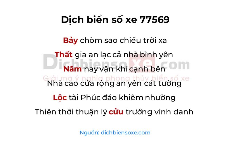 Dịch thơ biển số 77569