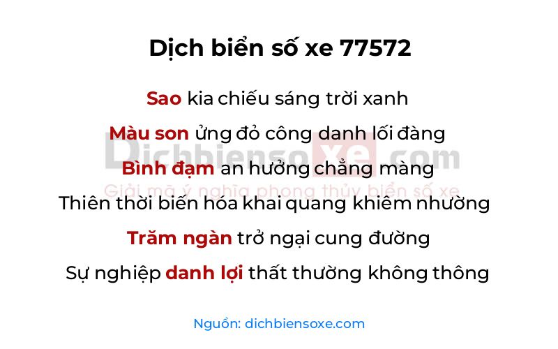 Dịch thơ biển số 77572