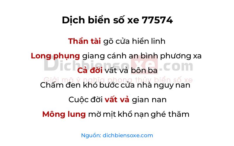Dịch thơ biển số 77574
