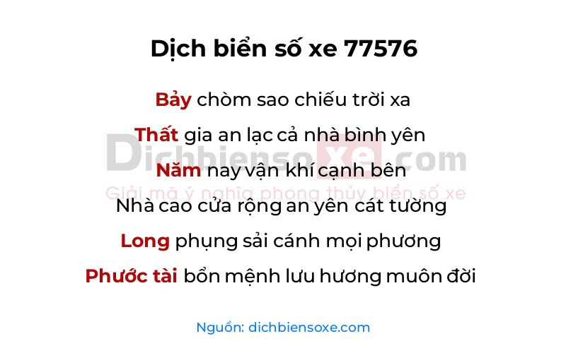 Dịch thơ biển số 77576