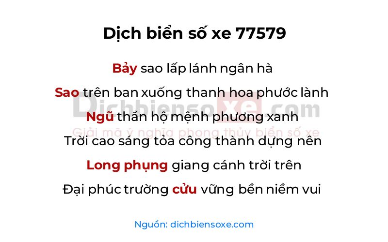 Dịch thơ biển số 77579