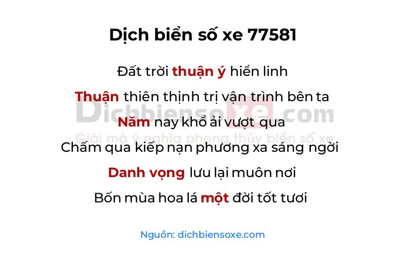 Dịch thơ biển số 77581