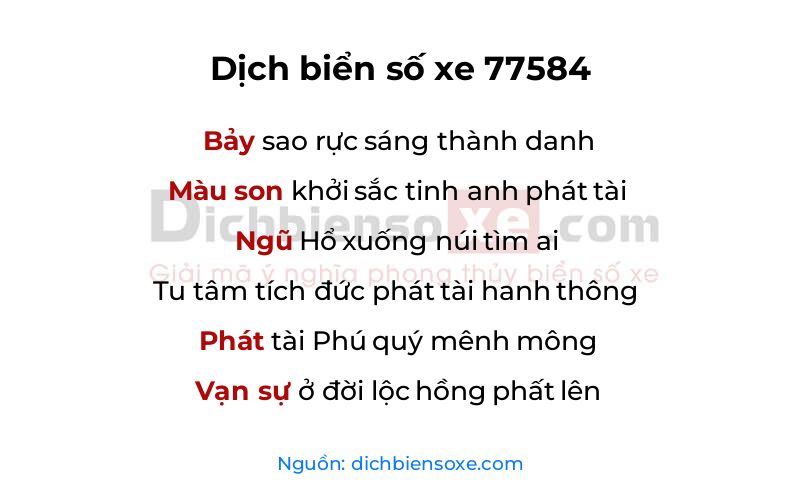 Dịch thơ biển số 77584