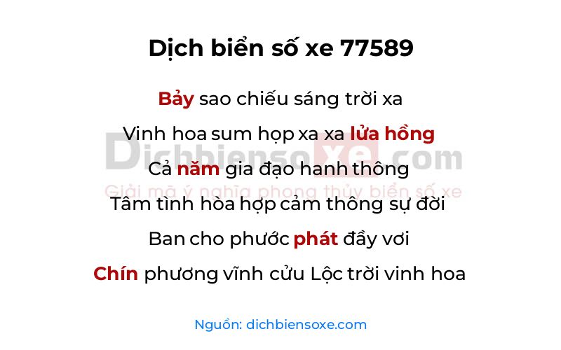 Dịch thơ biển số 77589