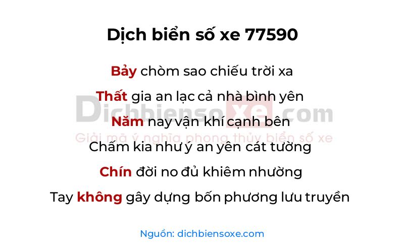 Dịch thơ biển số 77590