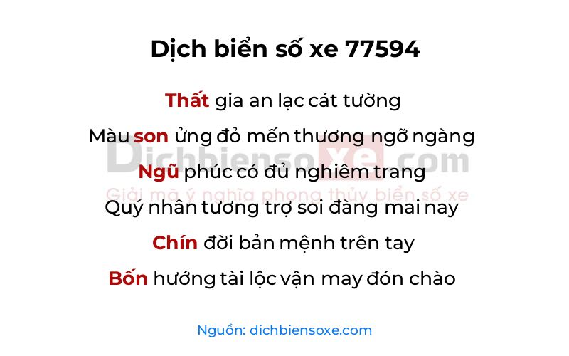 Dịch thơ biển số 77594