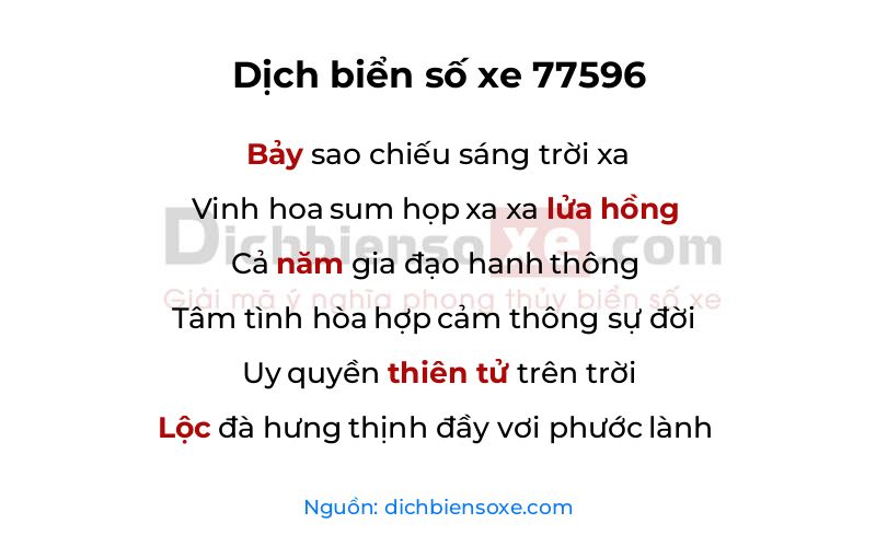 Dịch thơ biển số 77596