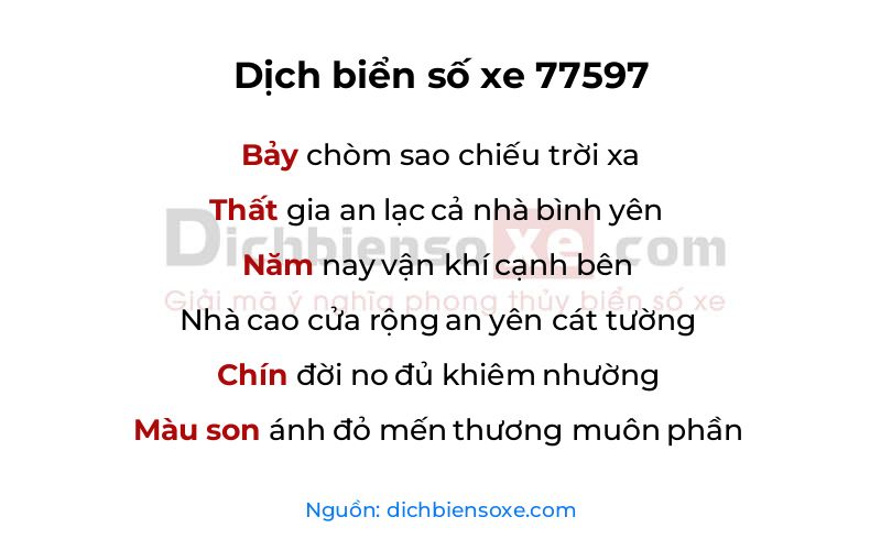 Dịch thơ biển số 77597