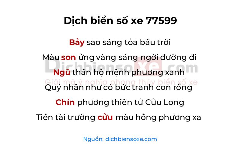 Dịch thơ biển số 77599