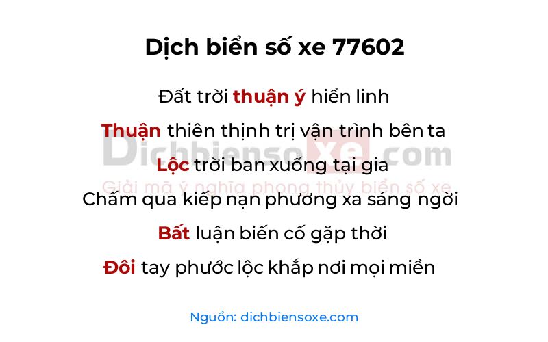 Dịch thơ biển số 77602