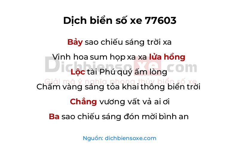 Dịch thơ biển số 77603