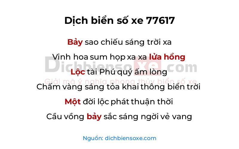 Dịch thơ biển số 77617