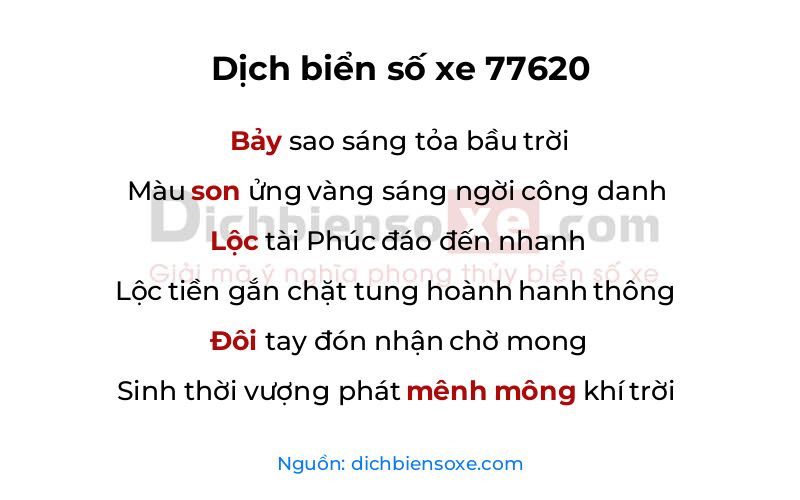 Dịch thơ biển số 77620