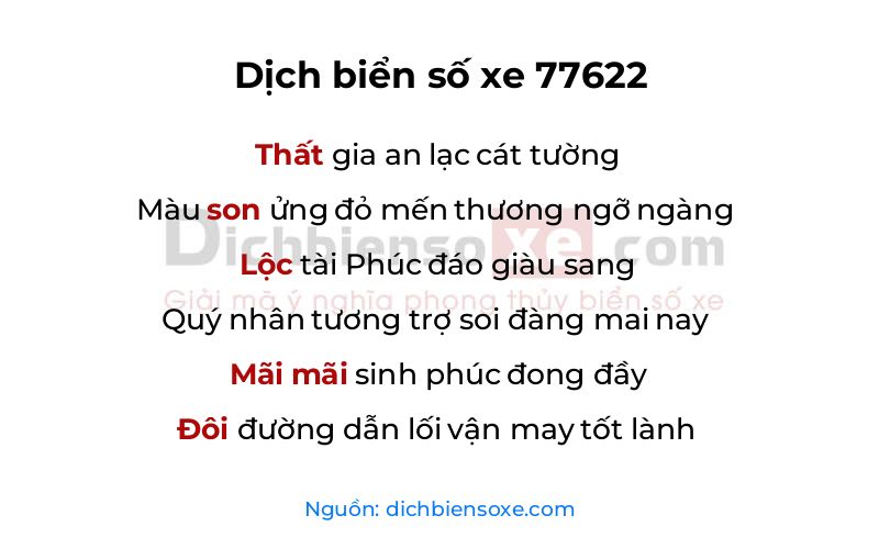 Dịch thơ biển số 77622