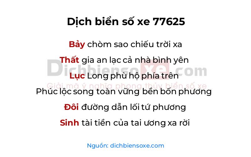 Dịch thơ biển số 77625