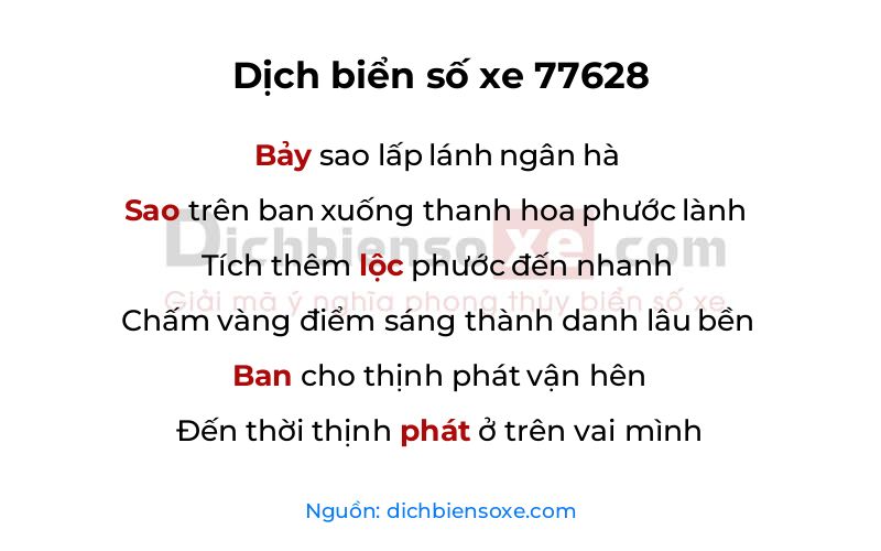 Dịch thơ biển số 77628