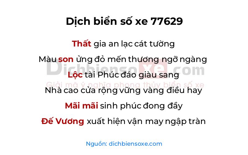 Dịch thơ biển số 77629