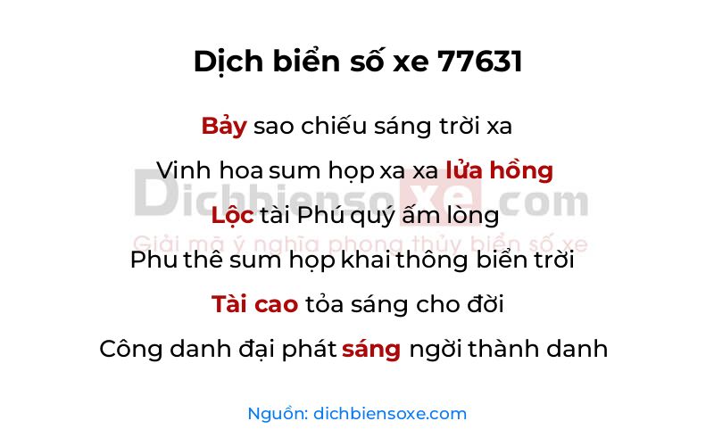 Dịch thơ biển số 77631