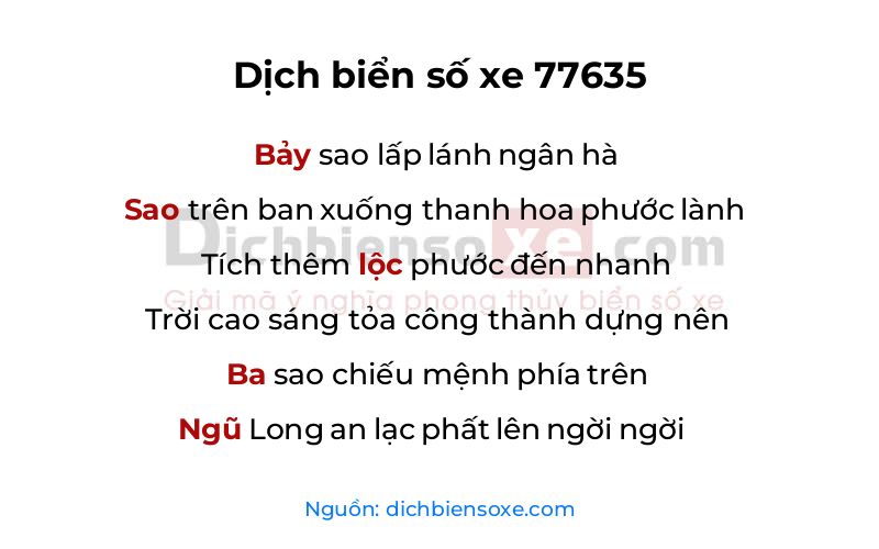 Dịch thơ biển số 77635