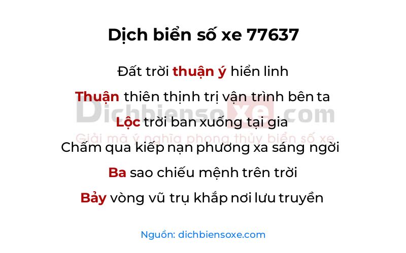 Dịch thơ biển số 77637