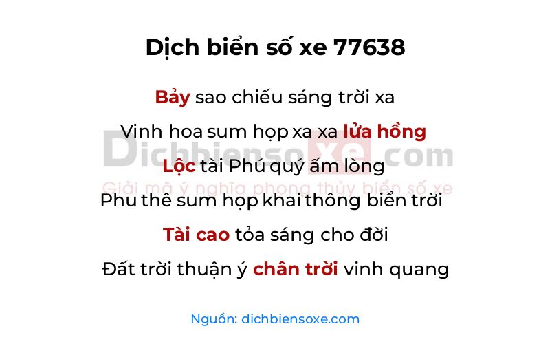 Dịch thơ biển số 77638