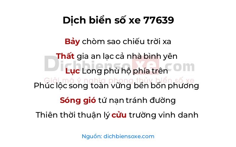 Dịch thơ biển số 77639