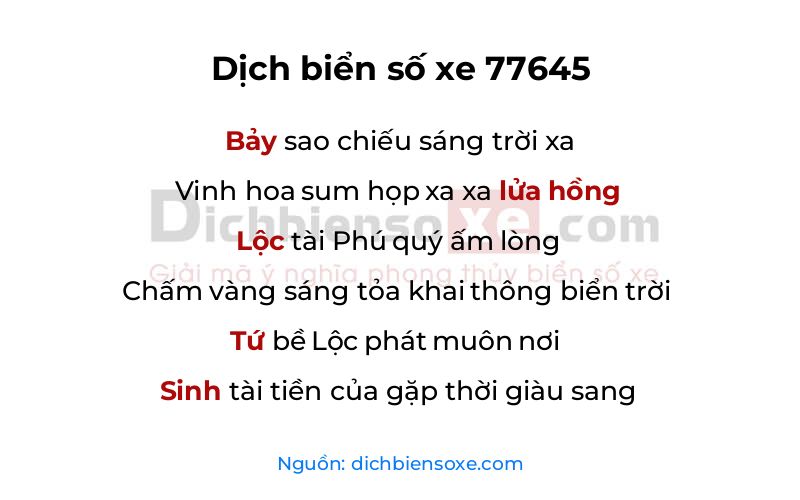 Dịch thơ biển số 77645