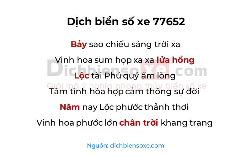 Dịch thơ biển số 77652