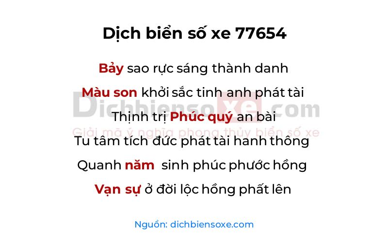 Dịch thơ biển số 77654