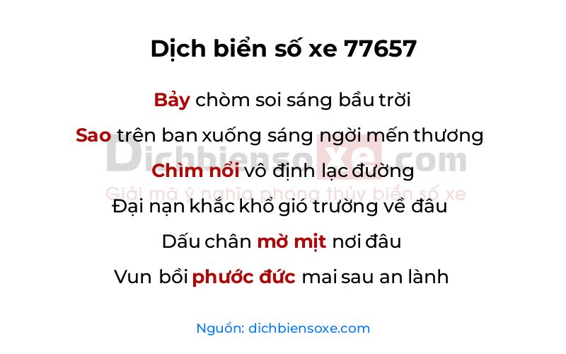 Dịch thơ biển số 77657
