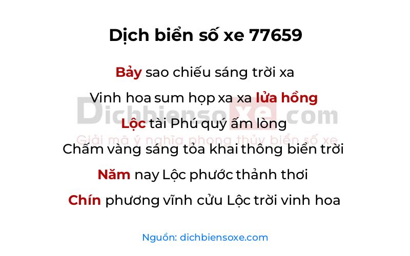 Dịch thơ biển số 77659