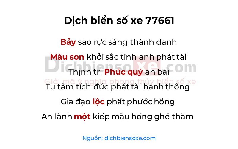 Dịch thơ biển số 77661