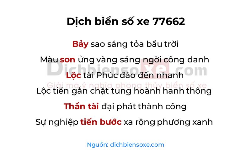 Dịch thơ biển số 77662