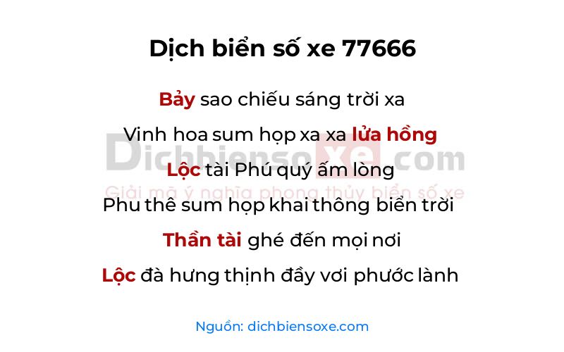 Dịch thơ biển số 77666