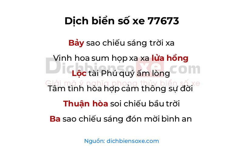 Dịch thơ biển số 77673