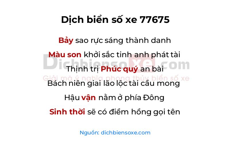 Dịch thơ biển số 77675