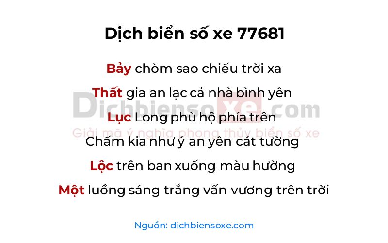 Dịch thơ biển số 77681