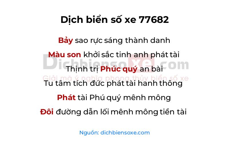 Dịch thơ biển số 77682