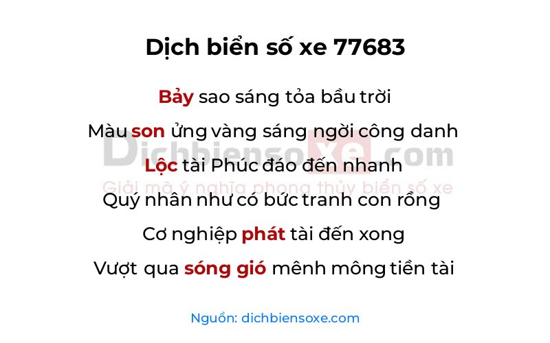 Dịch thơ biển số 77683