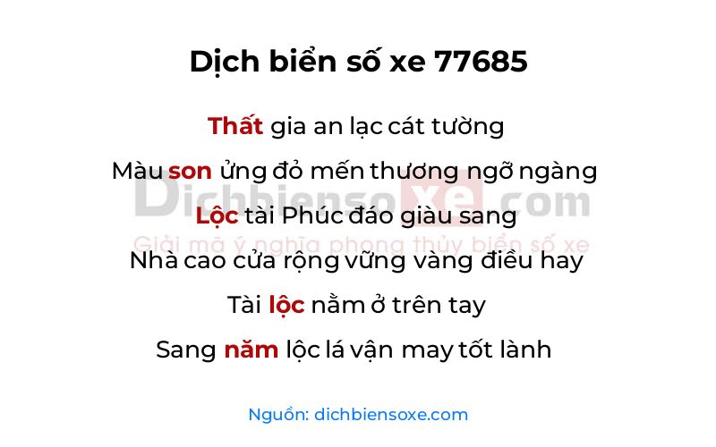 Dịch thơ biển số 77685