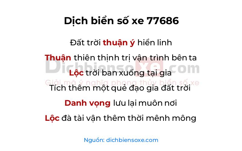 Dịch thơ biển số 77686