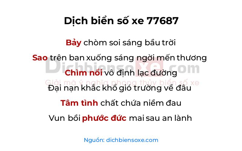 Dịch thơ biển số 77687