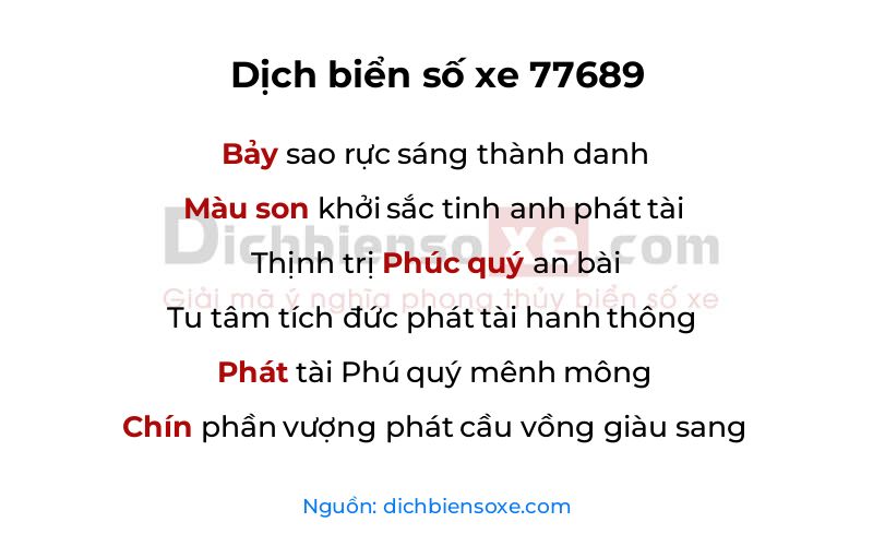 Dịch thơ biển số 77689