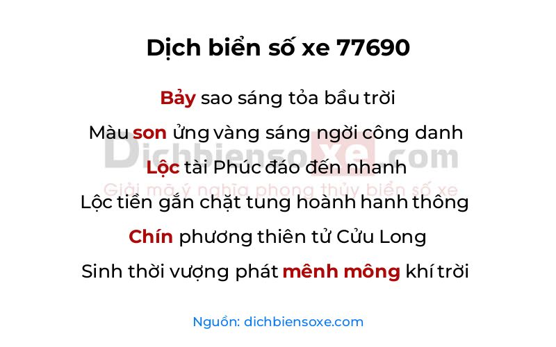 Dịch thơ biển số 77690