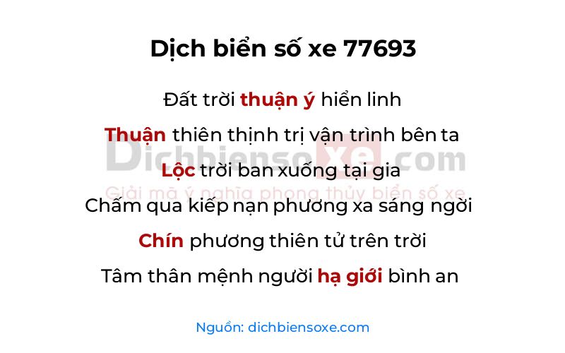 Dịch thơ biển số 77693