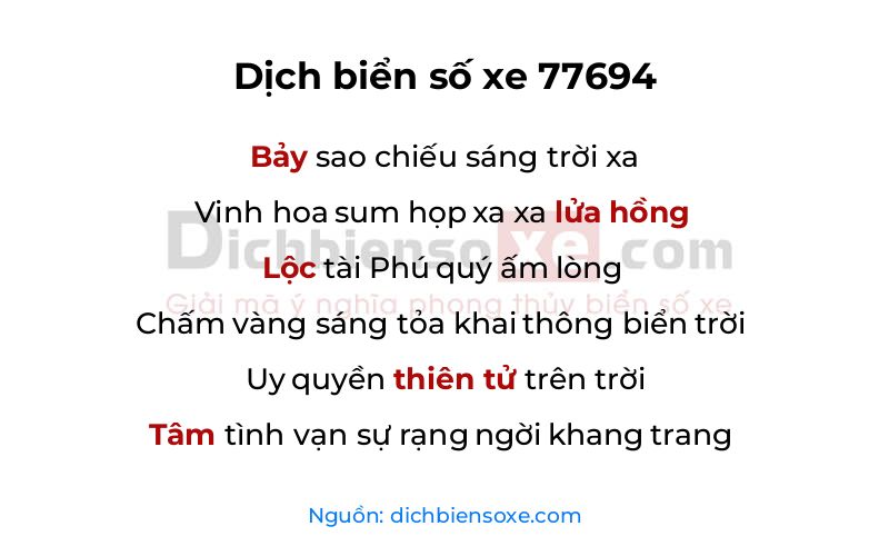 Dịch thơ biển số 77694
