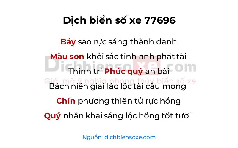 Dịch thơ biển số 77696